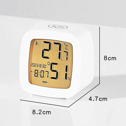 LED Alarm Clock with Backlight - Battery Operated, LCD Display with Temperature and Humidity Monitor for Home, Office, School Decor