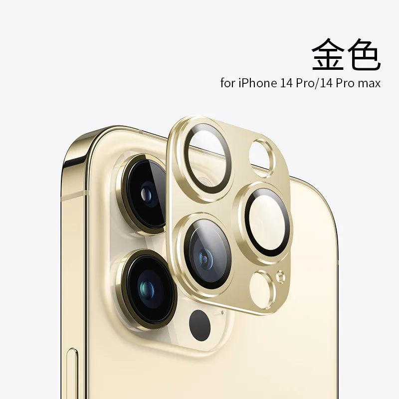 Titanium Gray Metal Camera Lens Protector - Premium Glass Protection Cover for iPhone 15 Pro Max, 14 Pro & 13 Series