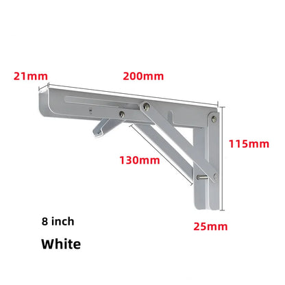 2pcs Heavy Duty Stainless Steel Folding Shelf Brackets | Collapsible Wall-Mounted L-Table Hinges for Bench & Table with Screws