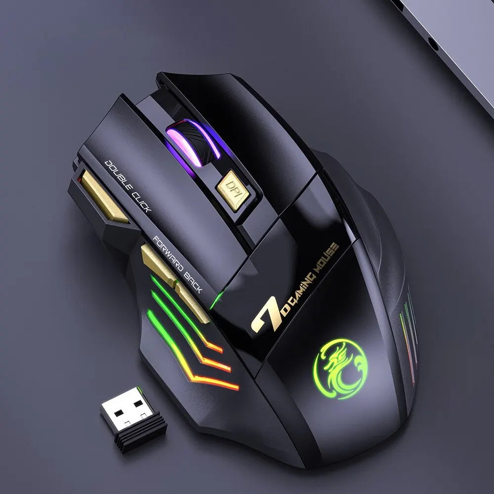 IMICE GW-X7 Wireless Gaming Mouse | 3200DPI, Dual Mode, Rechargeable, 7 Keys, Silent, Bluetooth, 7-Color LED