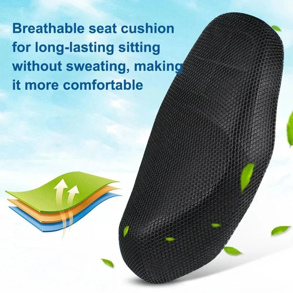 Breathable 3D Mesh Motorcycle Seat Cover – Summer Cooling Anti-Slip Cushion Pad for Moped & Scooter