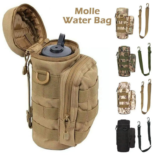Tactical Molle Water Bottle Holder Bag - Military Hydration Carrier Kettle Pouch with Strap - Fits Up to 32 oz. Bottles for Hiking and Fishing Adventures