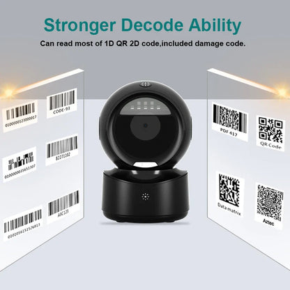 NETUM Desktop 2D QR Barcode Scanner – Hands-Free Omnidirectional USB Reader for 1D/2D & Screen Barcode Scanning (A5 Size)
