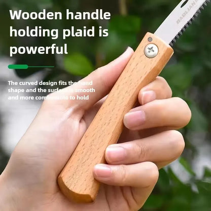 Mini Folding Hand Saw – Non-Slip Wooden Handle Pull Saw, Foldable Flush Cut Tool for Woodworking & Plastic Cutting DIY Tool