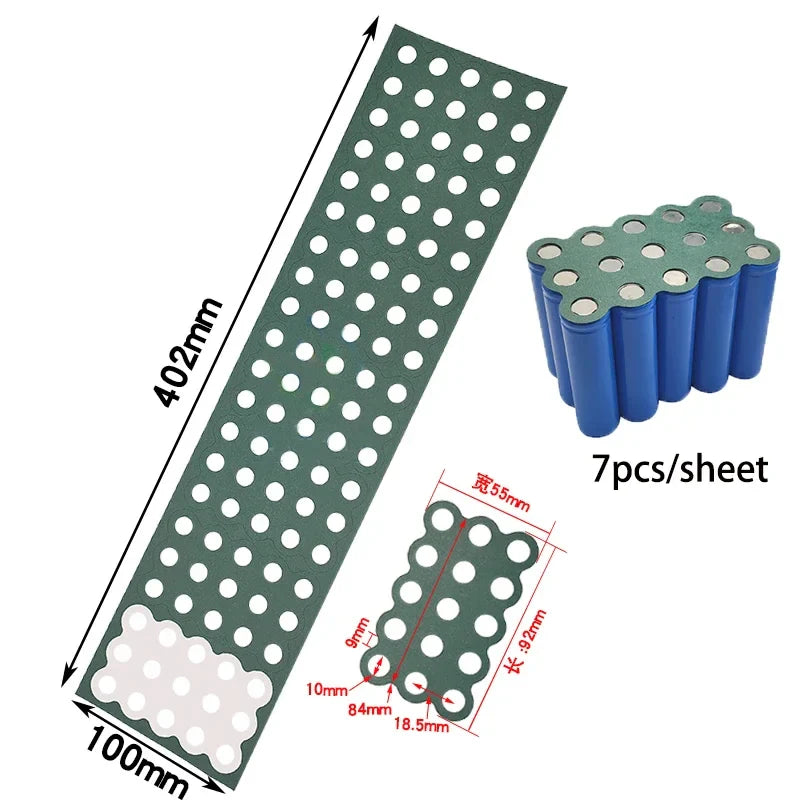 2-6P Hollow & Solid 18650 Li-ion Battery Insulating Gaskets – Positive Pole Protective Stickers with Highland Barley Paper Design