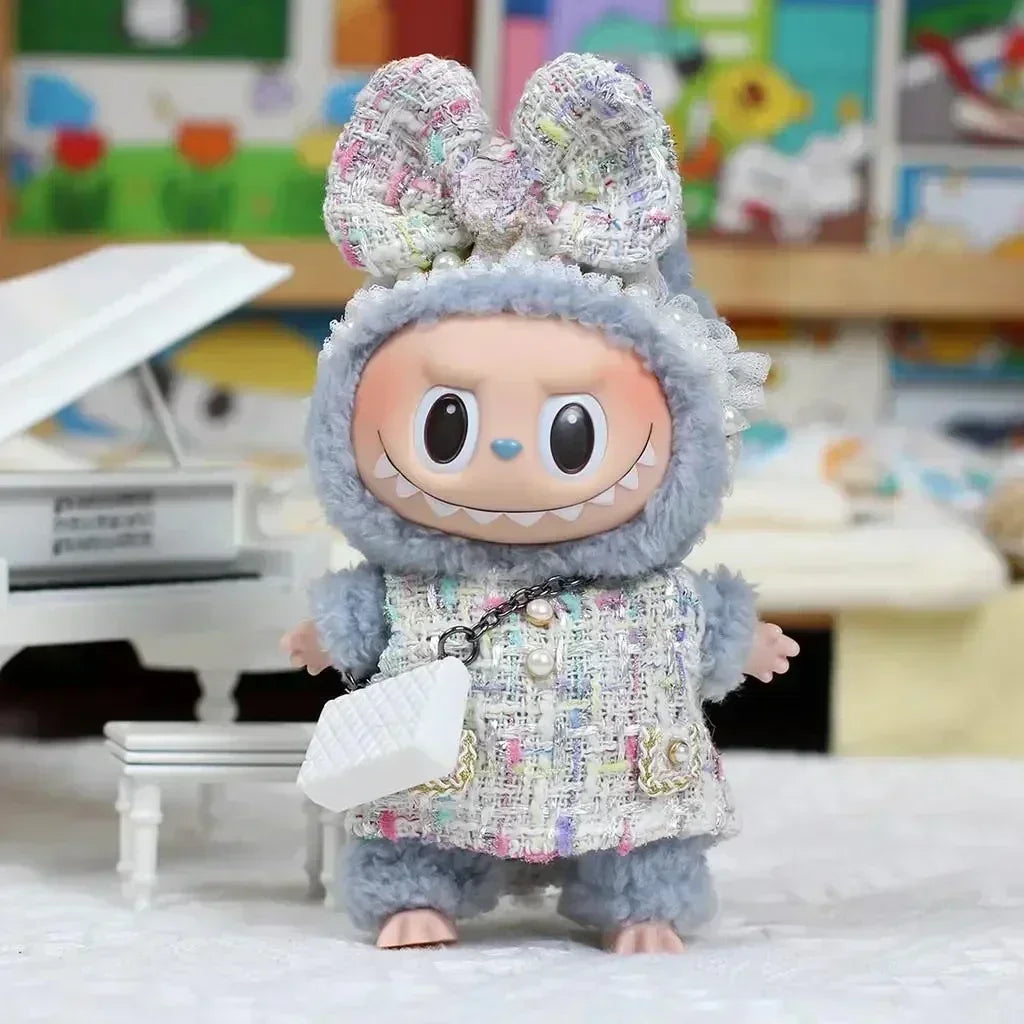 Mini Doll Clothes Outfit - Kpop EXO Labubu Idol V1 V2 Skirt & Sweater Set, Korea-Inspired Gift