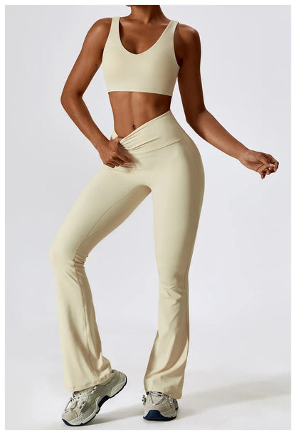 2PCS Seamless Women’s Yoga Set – Long Sleeve Crop Top & Leggings Workout Outfit, Athletic Gym Sportswear