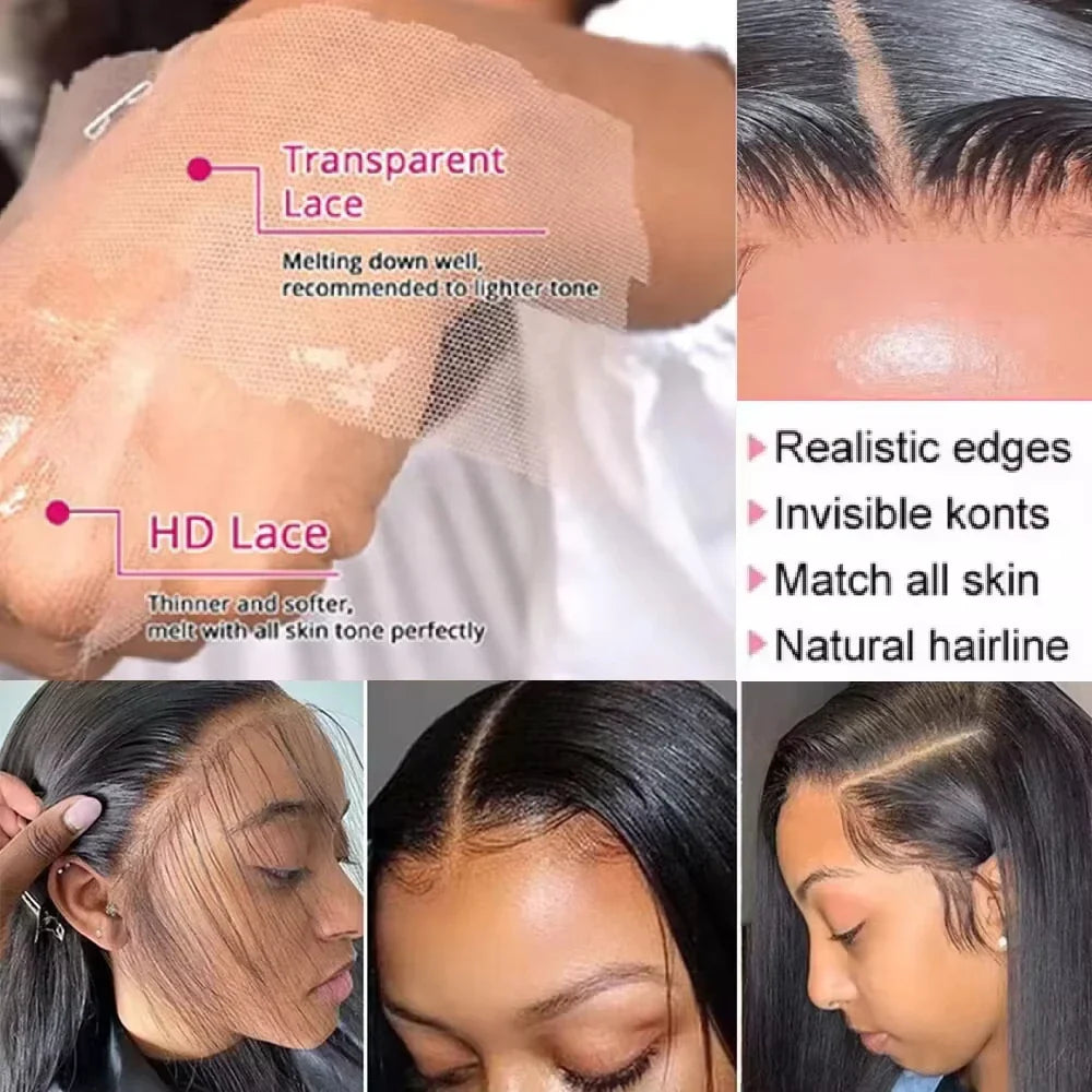 38 Inch 210% Density Bone Straight Lace Front Wig – HD Transparent 13x6 Brazilian Human Hair Wig for Women
