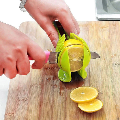 Stainless Steel Handheld Fruit & Vegetable Slicer - Kitchen Cutter for Orange, Lemon, Tomato, Onion - Handy Kitchen Accessory