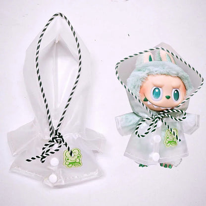 15-17cm Labubu Doll Clothes — Waterproof Raincoat & Rain Boots Outfit Set with Matching Accessories