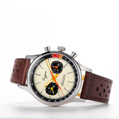 Sugess Pilot Men’s Chronograph Watch — Original ST1901 Mechanical Movement, Sapphire Crystal, Waterproof Racing Strap
