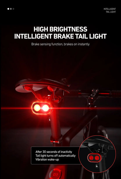 CYCLAMI CY300T Smart Bicycle Brake Sensing Light — Waterproof Front & Rear MTB Road Bike Light Accessory