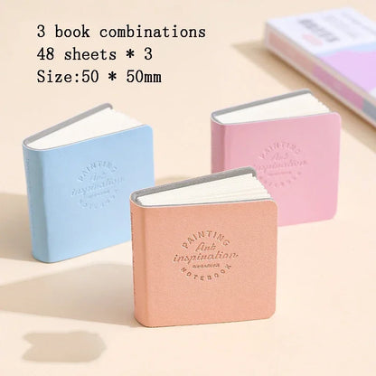 3Pcs Mini Square Watercolor Sketchbook Set – Thick Paper Drawing & Painting Books for Art & Relaxation