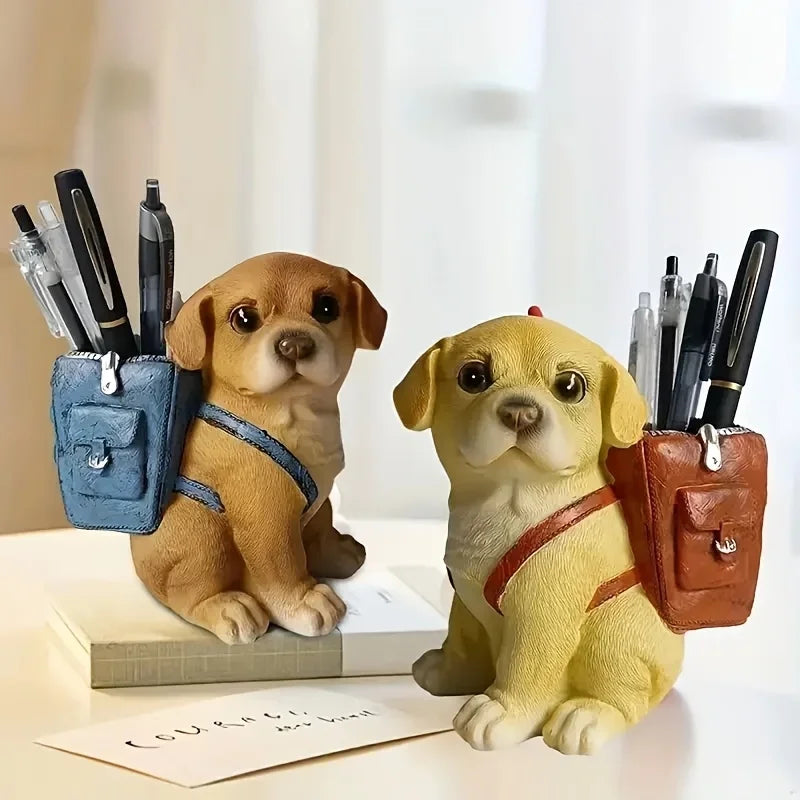 Dog-Shaped Desk Organizer – ABS Material Backpack Design with Pen Holder, Creative Polished Portable Office Accessory