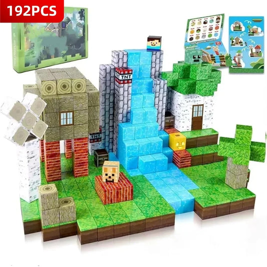 DIY Magnetic Building Blocks Set – Mine World Cube Magnets, STEM Construction Toy for Boys & Girls, Montessori Sensory Gift