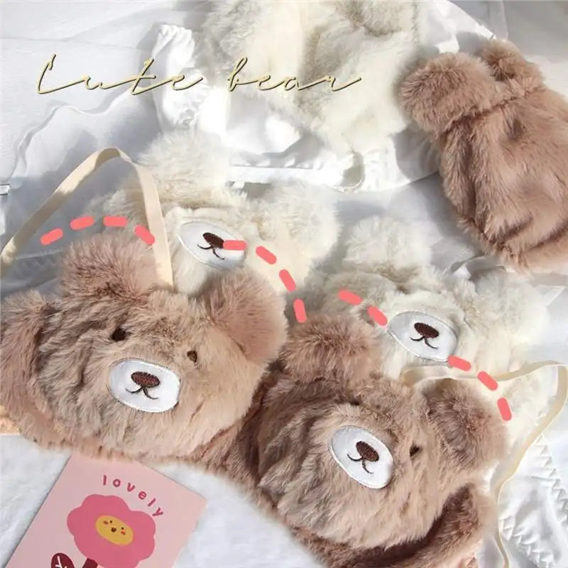 Soft Cute Bear  Lingerie — Autumn Winter Plush Cartoon Bra for Women
