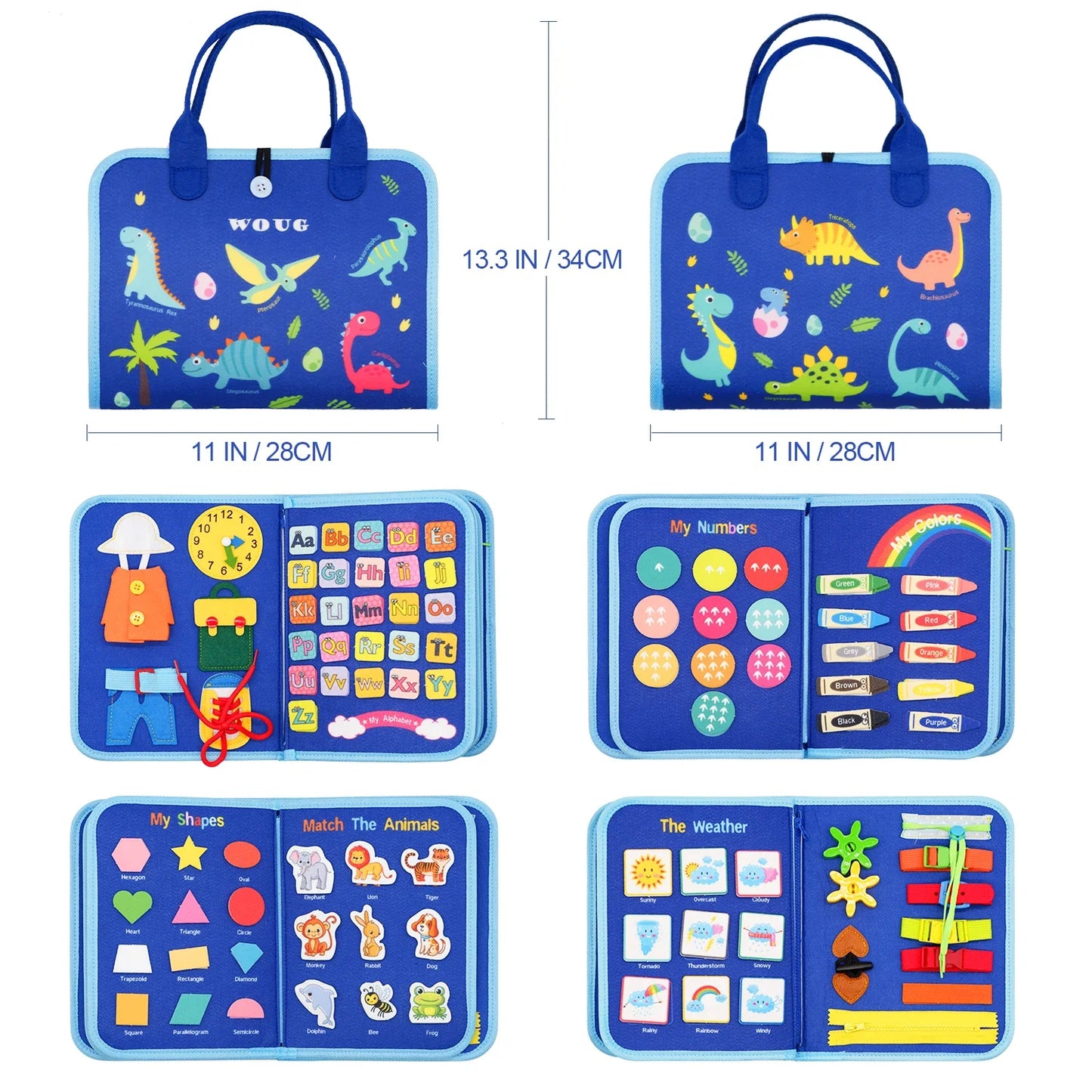 Montessori Toddler Busy Board – Educational Activity for Dress Motor Skills, Baby Learning Toy for Travel
