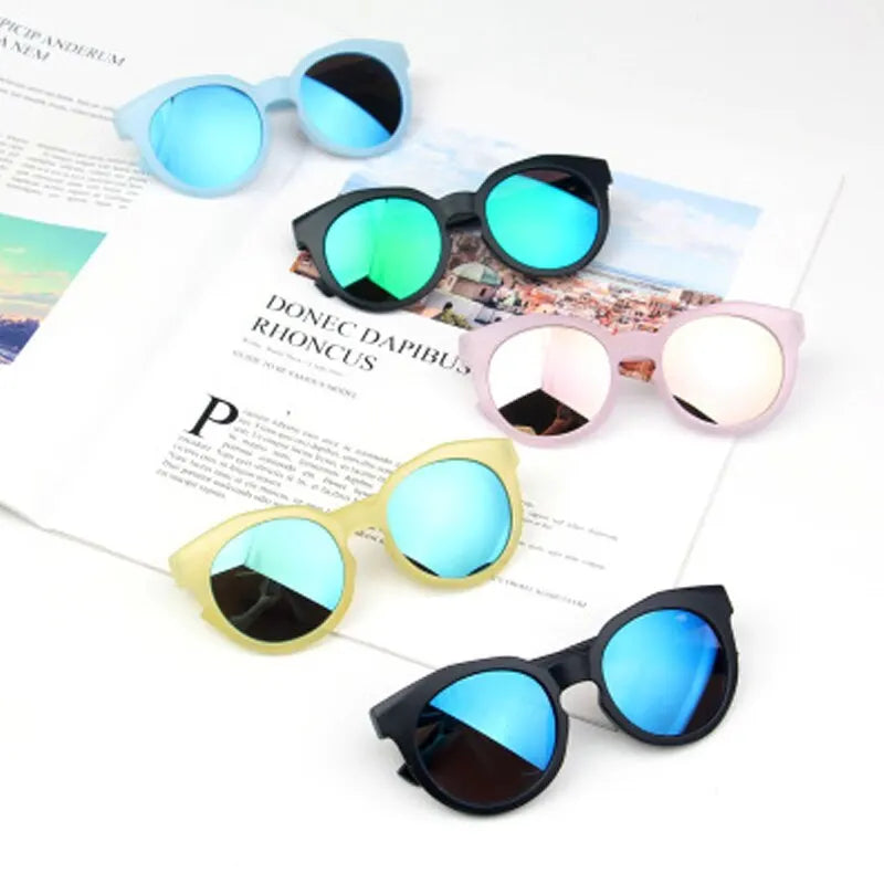 Kids Retro Round Sunglasses – Colorful Reflective UV400 Eyewear for Boys & Girls