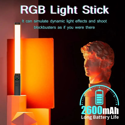 Handheld RGB LED Light Wand 50CM – Adjustable 2500K-9000K CRI 95+ Colorful Stick Light for Photography & Studio Lighting
