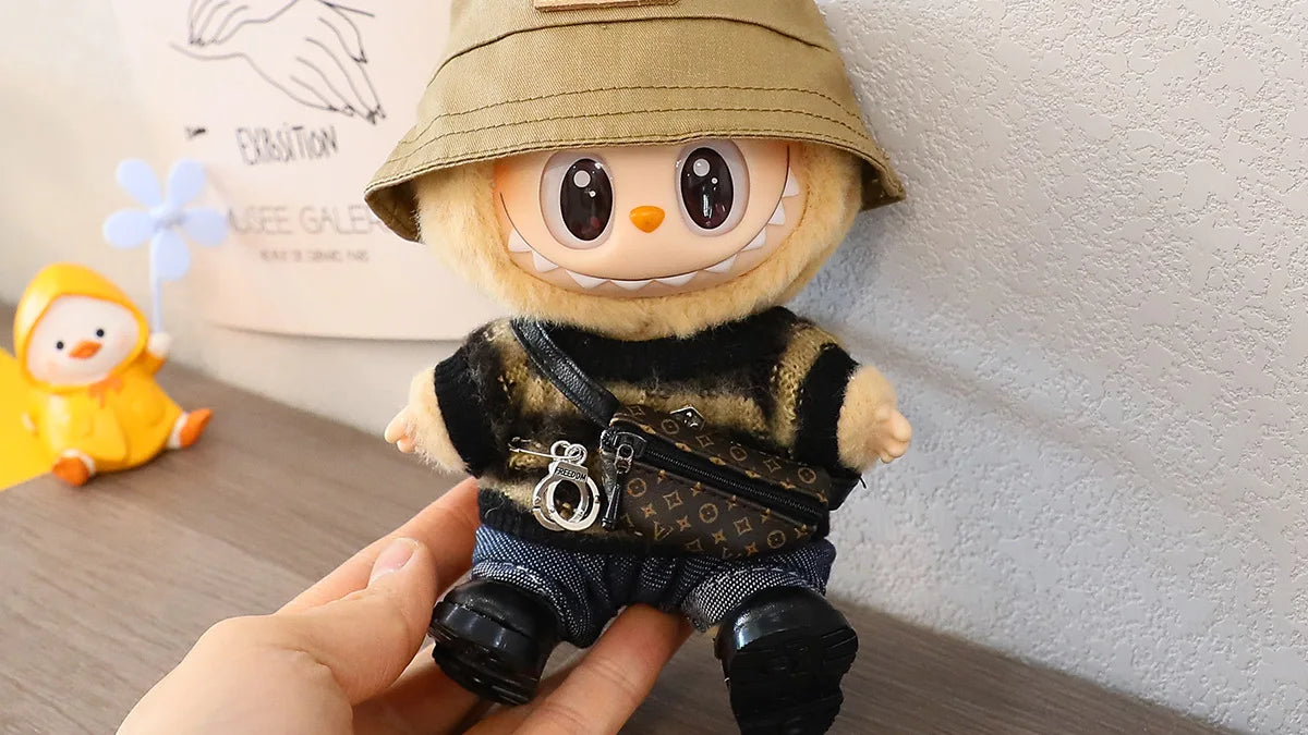 Labubu 15-17cm Blind Box Keychain Doll Outfit – Sweater & Glasses Accessory Set