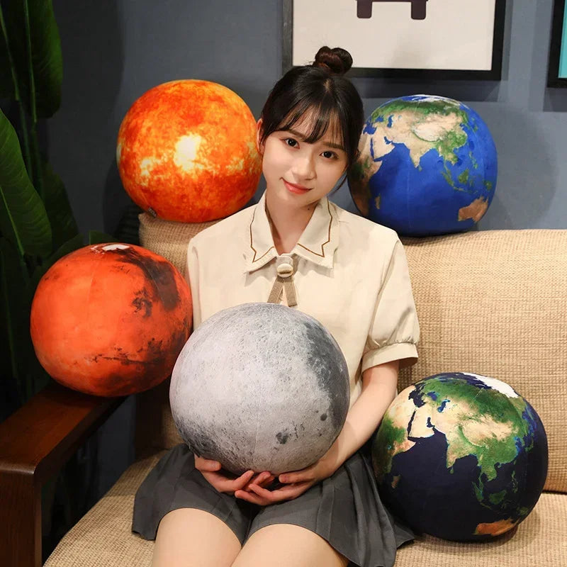 Simulation Solar System Planet Plush Toys – Earth, Moon, Sun & Mars Soft Sphere Pillows (17cm/27cm) Room Decor & Birthday Gifts
