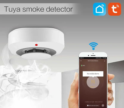 Tuya Smart WiFi ZigBee Smoke Detector - Home Security Smoke Sensor with Sound Alarm, Compatible with Alexa and Google Home