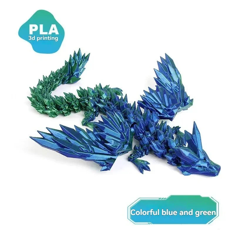 3D Printed Articulated Dragon Figurine - Colorful Gem Dragon Movable Joint Desktop Fantasy Action Figure Craft