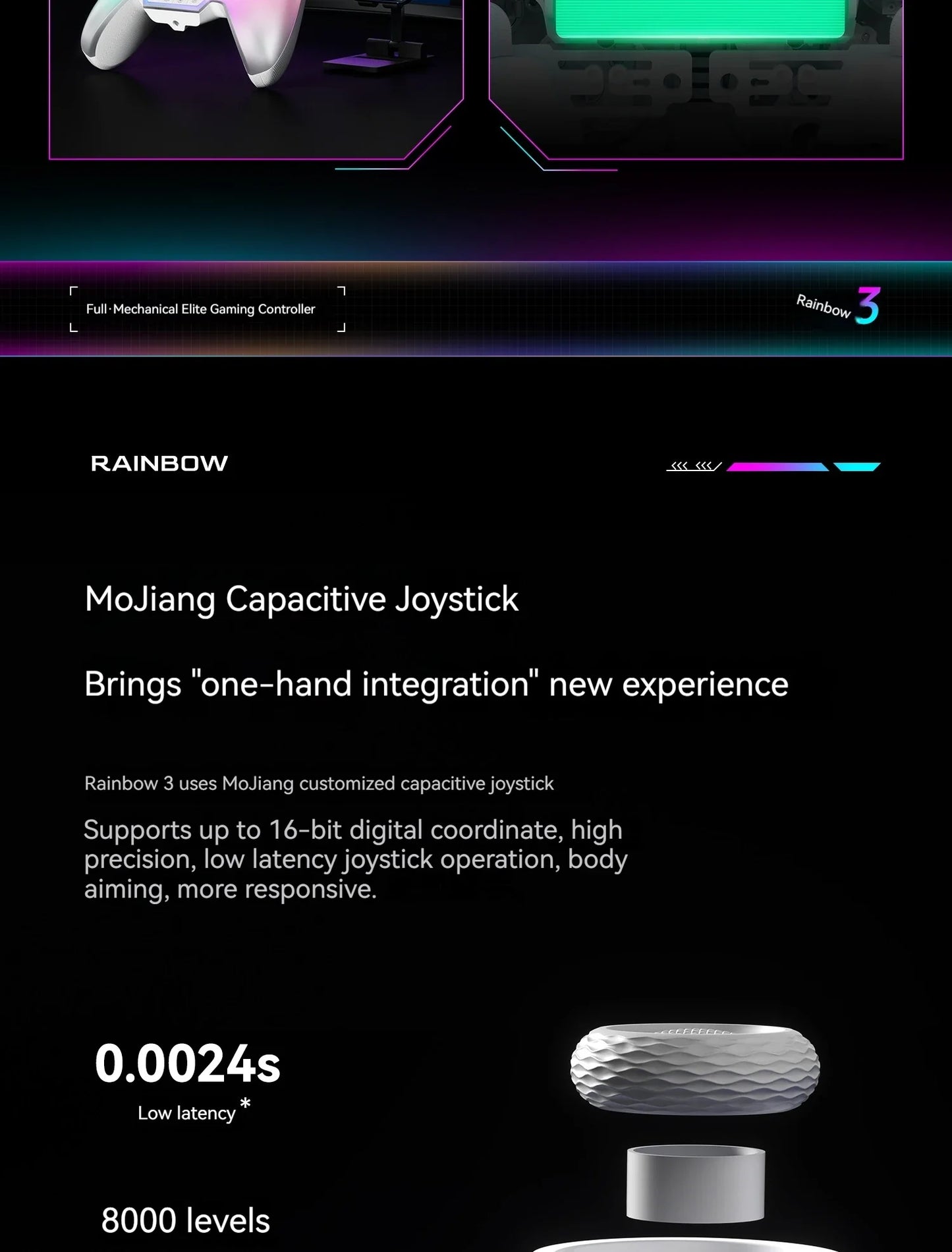 Bigbigwon Rainbow3 Wireless Game Controller Charging Base – RGB Magnetic Dock for PC Gaming