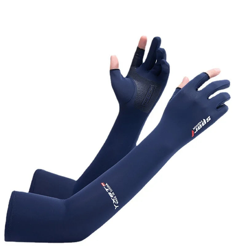 UV Solar Arm Sleeves - Men's Cycling Gloves Hand Long Sleeves, Summer Women's Cool Muff Sun Protection for Motorcyclists and Drivers