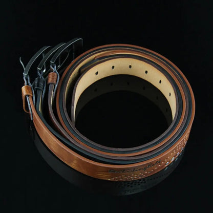 Genuine Leather Men's Belt – Luxury Classic Buckle, High-Quality Alloy Vintage Business & Cowboy Waistband