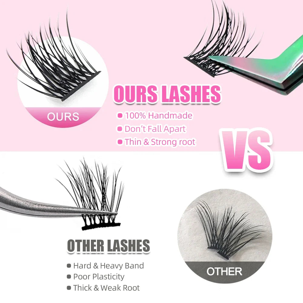 DIY 144 Cluster Lashes YUANZHIJIE – Natural C/D Curl Segmented Mink Individual Eyelash Extensions Kit for Home Makeup & Professional Volume Look (Free Shipping)