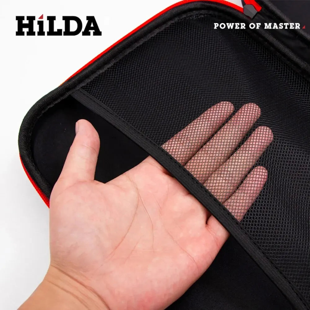 HILDA Large Capacity Waterproof Tools Bag – Electrician Hardware Organizer, 3 Sizes with Red Edges