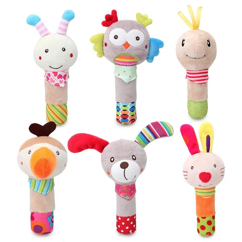 Baby Plush Rattle Crib Mobile – Cartoon Animal Bed Bell Toys for 0-12 Months, Infant Toddler Early Educational Newborn Gift