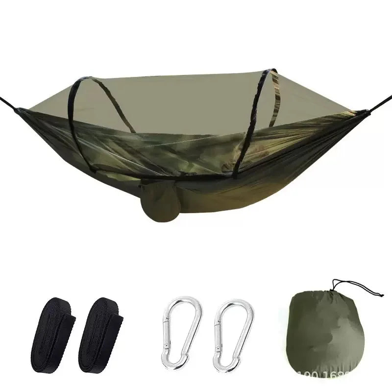 2-in-1 Camping Hammock with Mosquito Net - Ultralight Parachute Nylon Hanging Bed for Outdoor Travel & Backyard