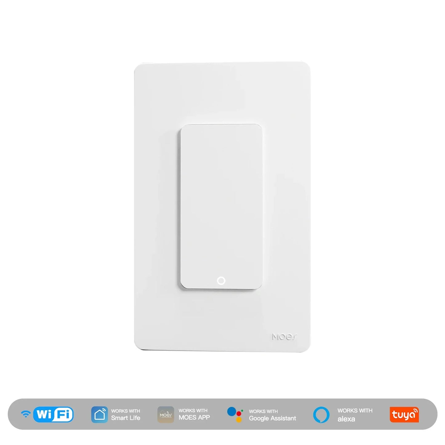 MOES Tuya Wi-Fi Smart Light Switch – US Single Pole Push Button Wall Switch, Alexa & Google Home Compatible, Neutral Wire Required