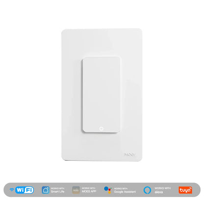 MOES Tuya Wi-Fi Smart Light Switch – US Single Pole Push Button Wall Switch, Alexa & Google Home Compatible, Neutral Wire Required