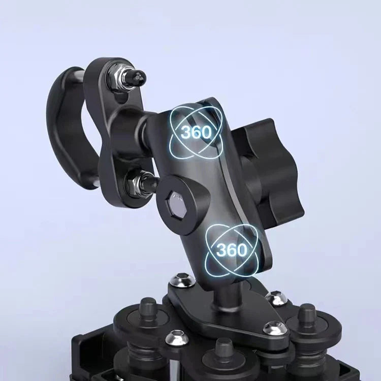Adjustable Motorcycle Phone Holder with Shock Absorber – 360° Rotating Mobile Mount for Scooter, ATV, Bike