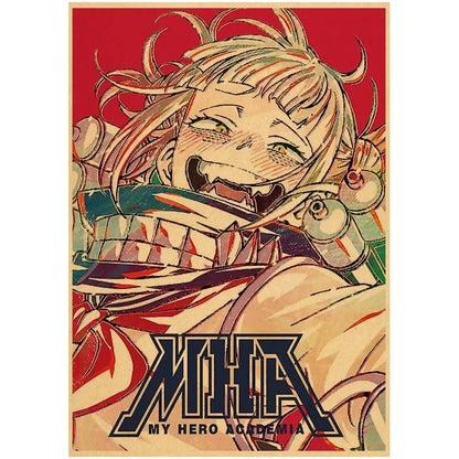 Vintage My Hero Academia Anime Poster – Retro Kraft Style Wall Art for Home Decor, Cartoon Painting & Room Decoration Sticker