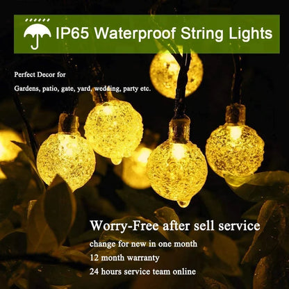60 LED Solar String Lights - Waterproof Crystal Globe Garden Lights with 8 Modes for Patio, Party & Tree Decor
