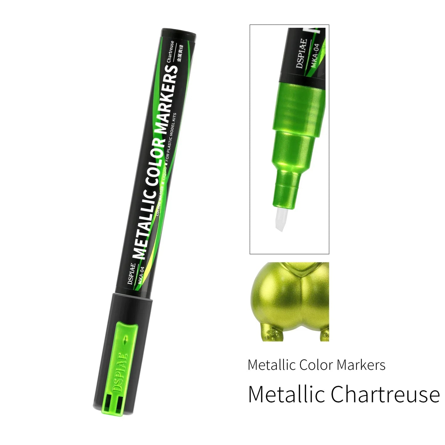 DSPIAE MKA Metallic Brush Marker Pen Set – Eco-Friendly Water-Based Soft Tip Paint Pens (Pink, Orange, Red, Blue, Green, Silver, Gold)