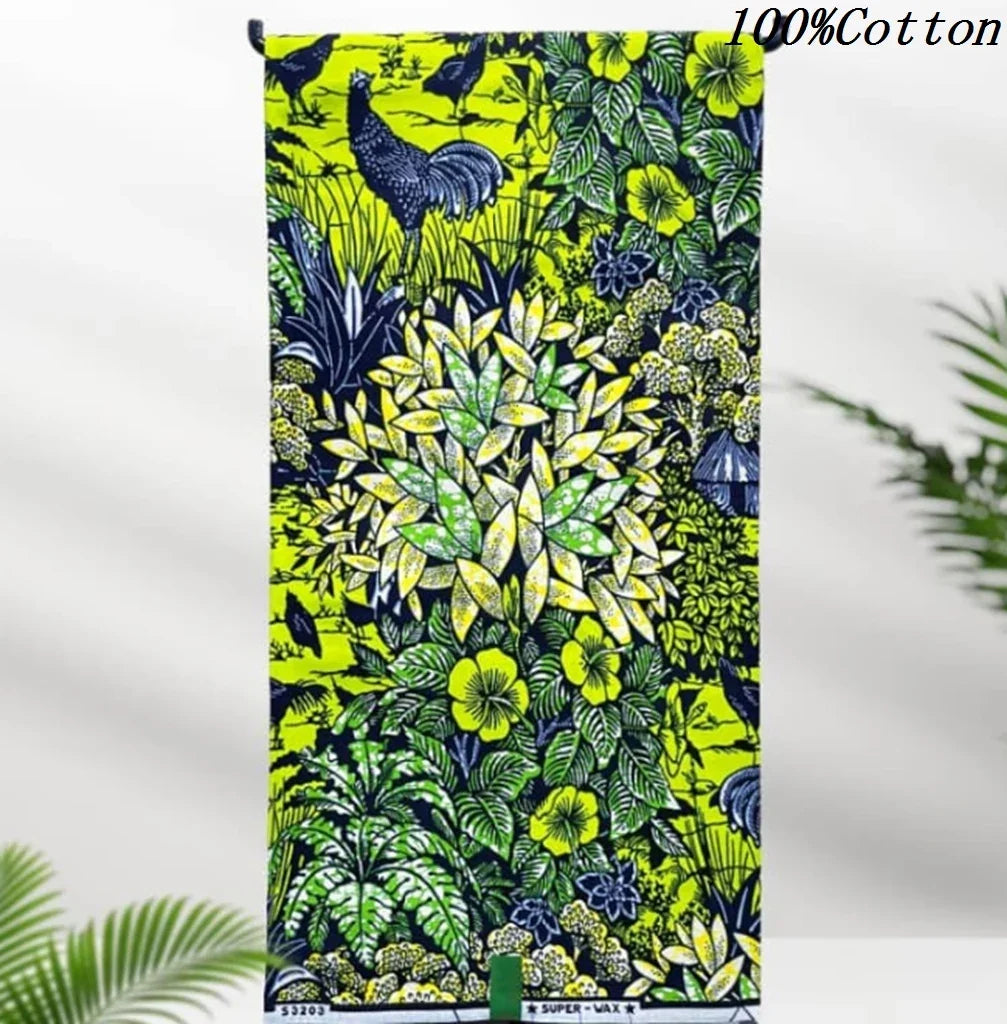 African Ankara Wax Print Fabric - 100% Cotton Batik Material for Sewing & Wholesale 6 Yards