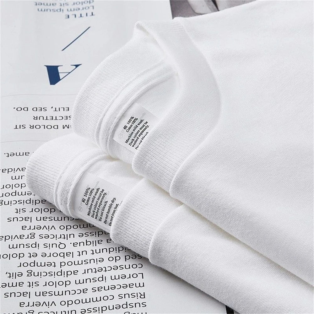 2PCS Unisex 100% Cotton White T-Shirts – Casual Loose Fit Short Sleeve Breathable Tees for Men & Women