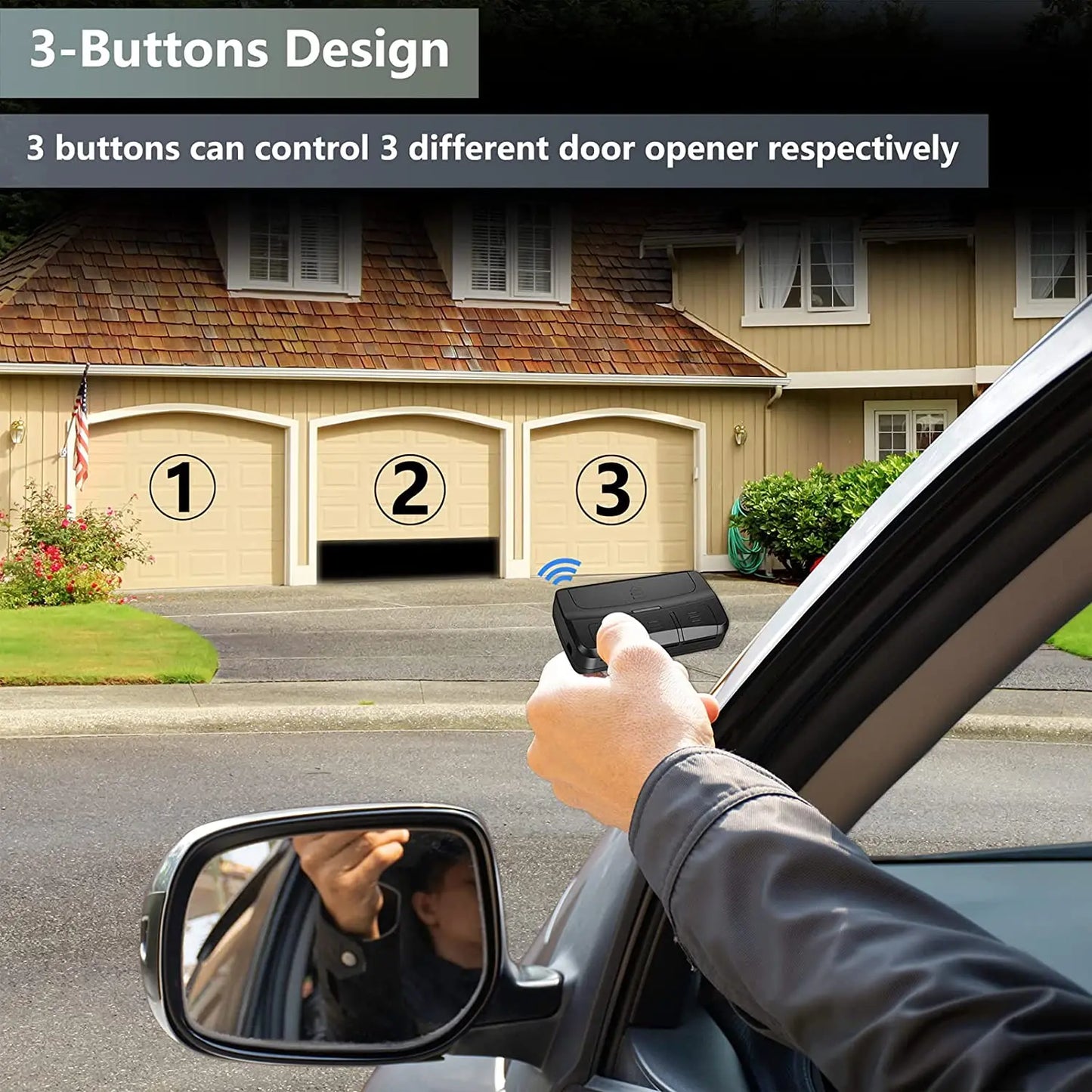 Universal Gate Remote Control – 3 in 1 Multifrequency Garage Door Transmitter, 280-868MHz with Clip & Rolling Code
