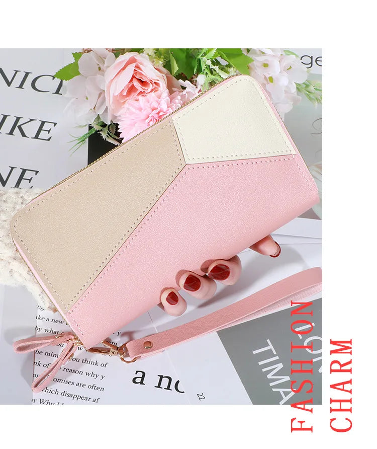 Long Women’s PU Leather Wallet – Double Zipper Tassel Clutch with Coin Purse & Card Holder