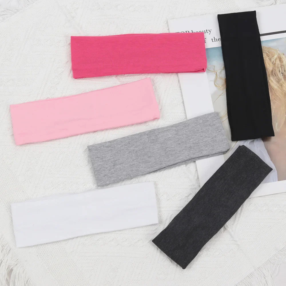 3pcs Elastic Solid Color Hair Bands – Unisex Headbands for Sports, Yoga, Running & Fitness