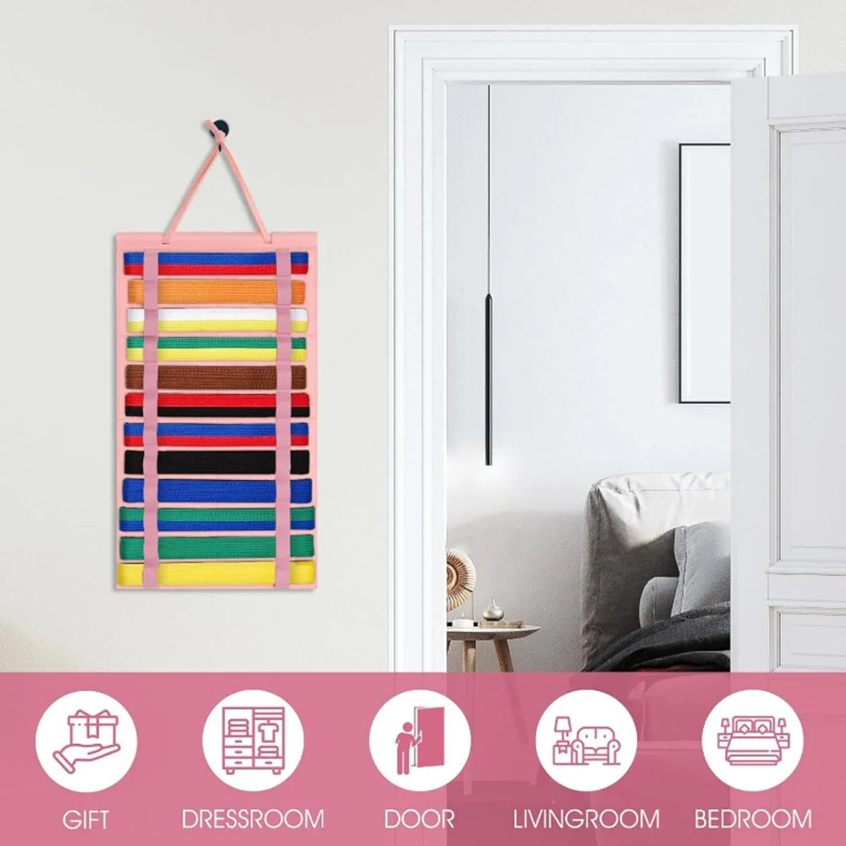 Portable Karate Belt Display Stand – Lightweight Taekwondo Belt Rack with Hanging Medal Holder