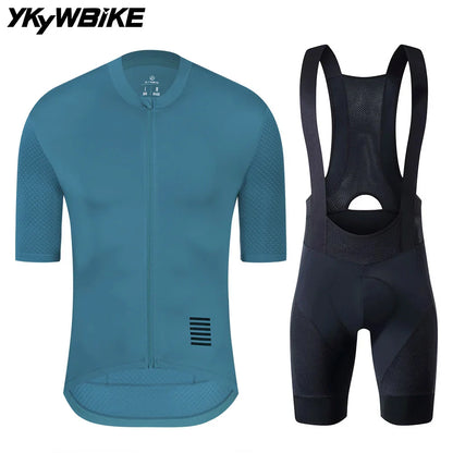 YKYWBIKE Cycling Jersey & Bib Shorts Set — Classic MTB Bike Clothing with Reflective Details