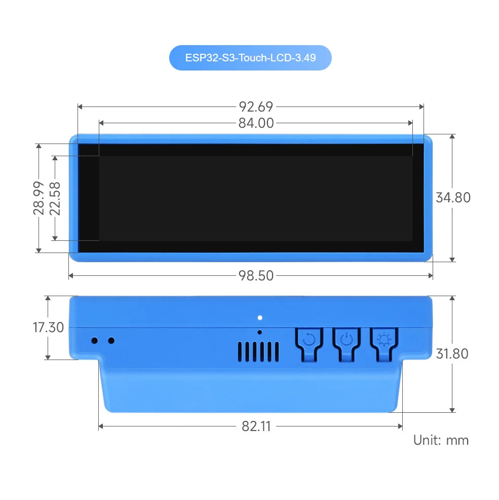 3.49" IPS Capacitive Touch Display - ESP32-S3 High-Performance Development Board, 172×640 Resolution