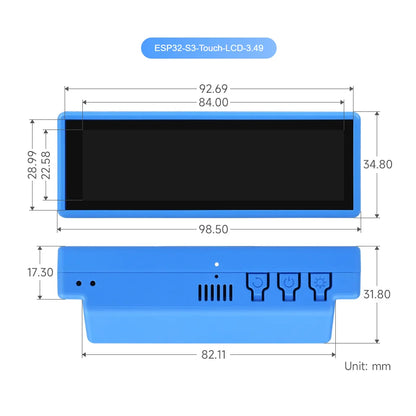 3.49" IPS Capacitive Touch Display - ESP32-S3 High-Performance Development Board, 172×640 Resolution