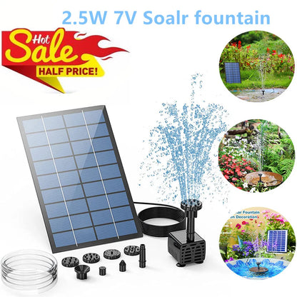Solar Symphony: 2.5W Fountain Pump with 6 Nozzles & 4ft Water Pipe - Elevate Your Bird Bath, Pond, and Garden Oasis!
